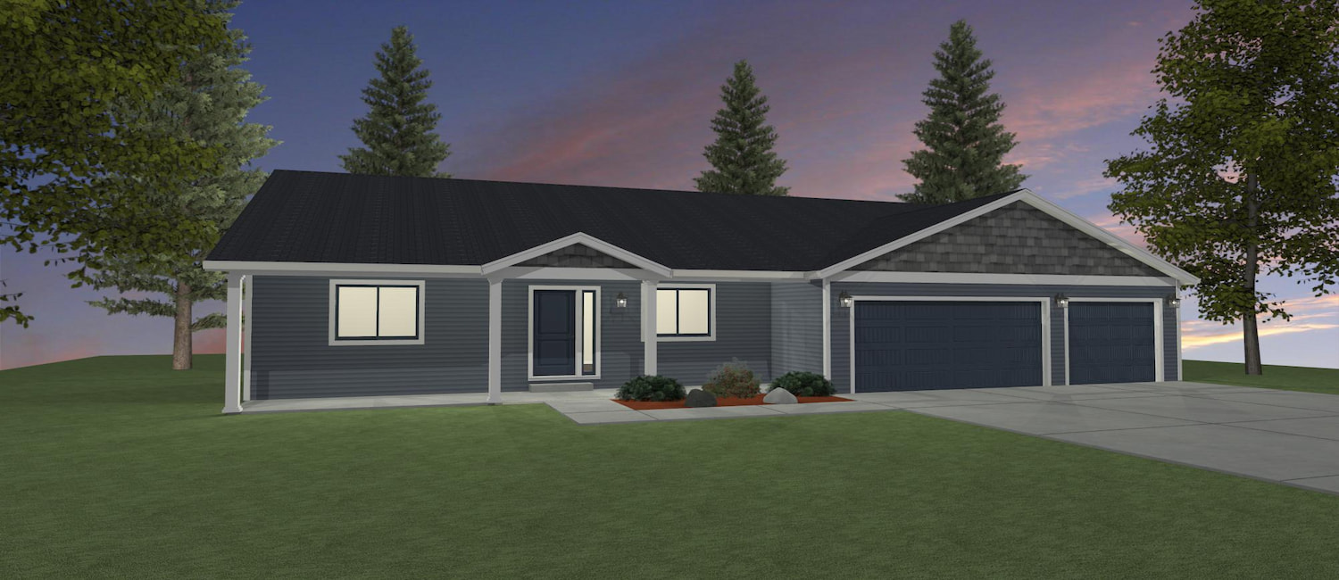 Elevation 3D rendering of a custom home from Design NW