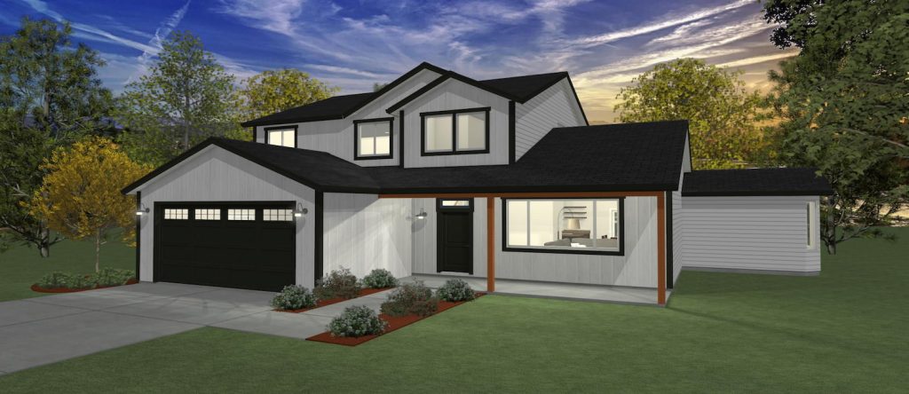 Elevation 3D rendering of a custom home from Design NW