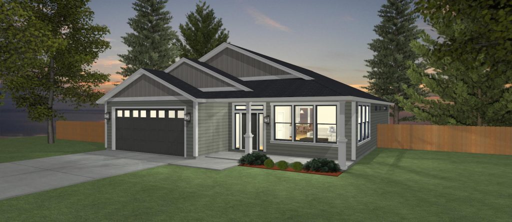 Elevation 3D rendering of a custom home from Design NW