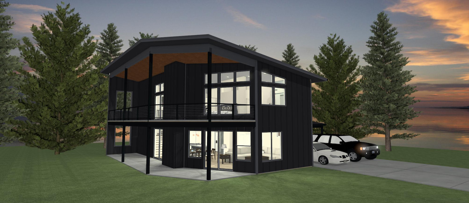 Elevation 3D rendering of a custom home from Design NW