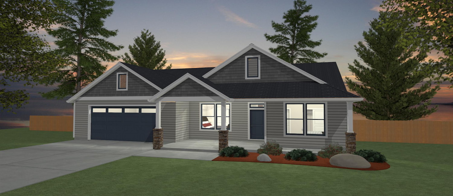 Elevation 3D rendering of a custom home from Design NW