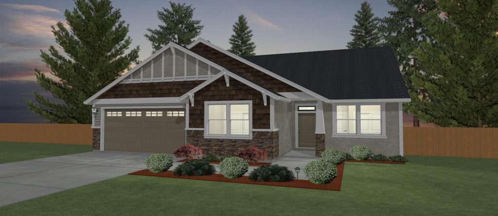 Elevation 3D rendering of a custom home from Design NW