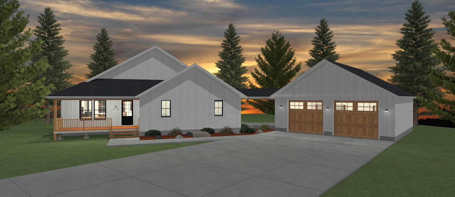 Elevation 3D rendering of a custom home from Design NW