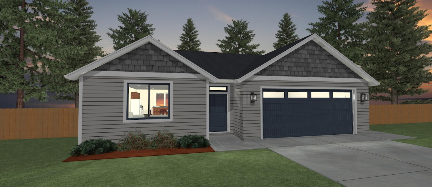 Elevation 3D rendering of a custom home from Design NW