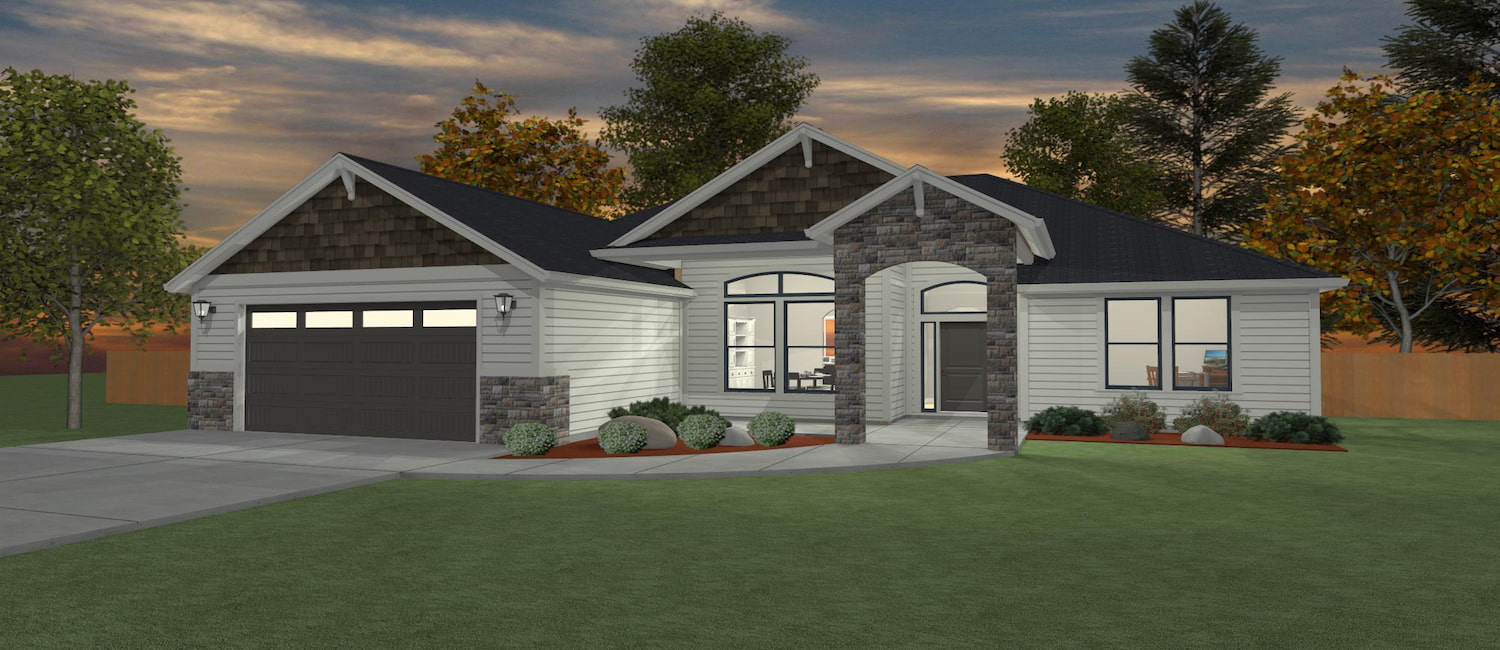 Elevation 3D rendering of a custom home from Design NW