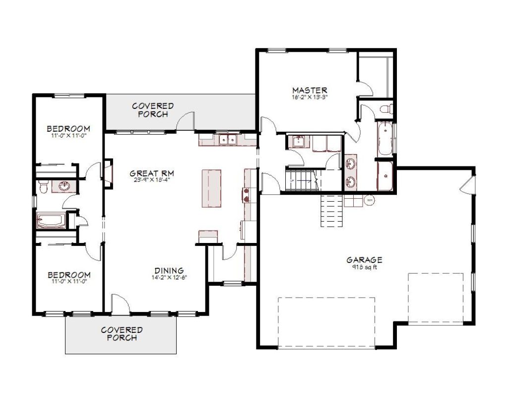 1st floor plan view of a custom home from Design NW