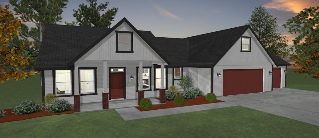 Elevation 3D rendering of a custom home from Design NW