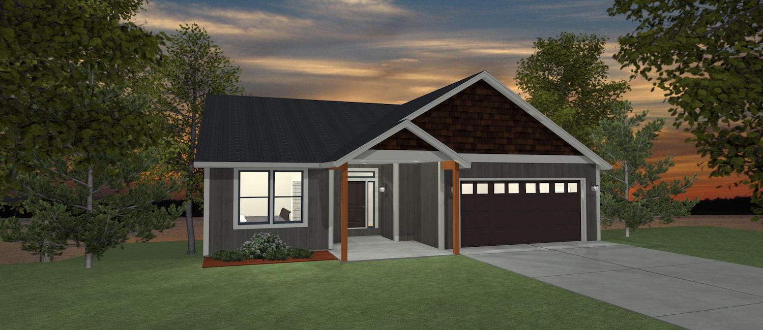 Elevation 3D rendering of a custom home from Design NW