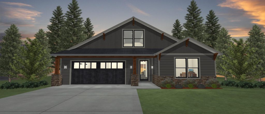 Elevation 3D rendering of a custom home from Design NW