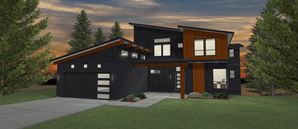 Elevation 3D rendering of a custom home from Design NW