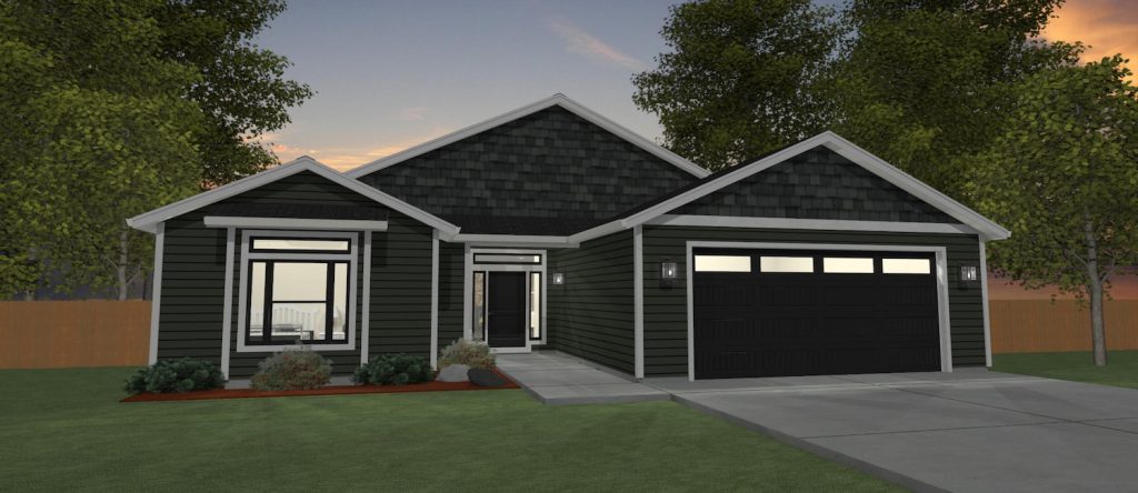 Elevation 3D rendering of a custom home from Design NW