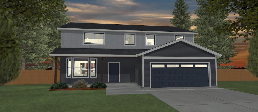 Elevation 3D rendering of a custom home from Design NW