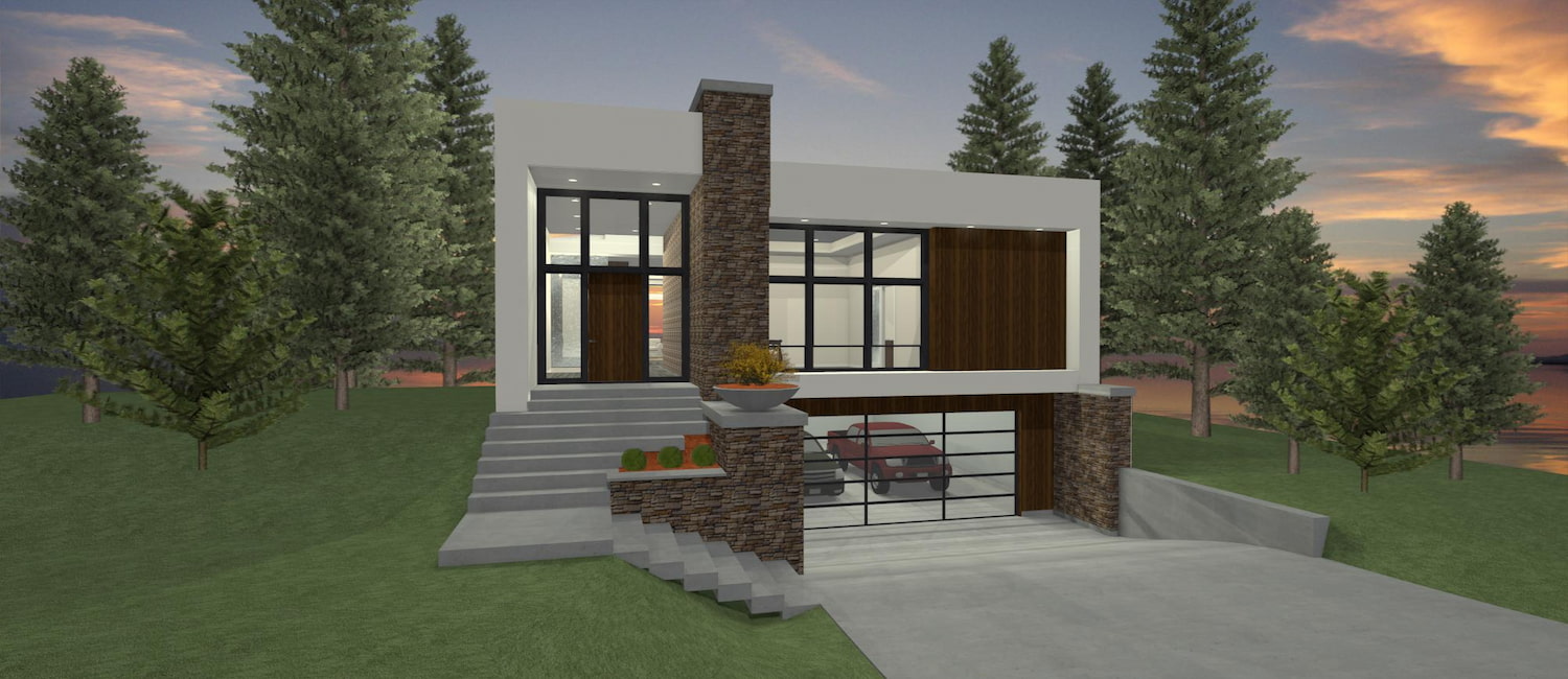 Elevation 3D rendering of a custom home from Design NW