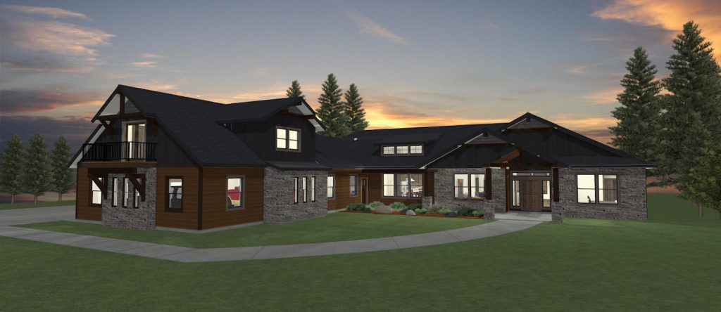 Elevation 3D rendering of a custom home from Design NW