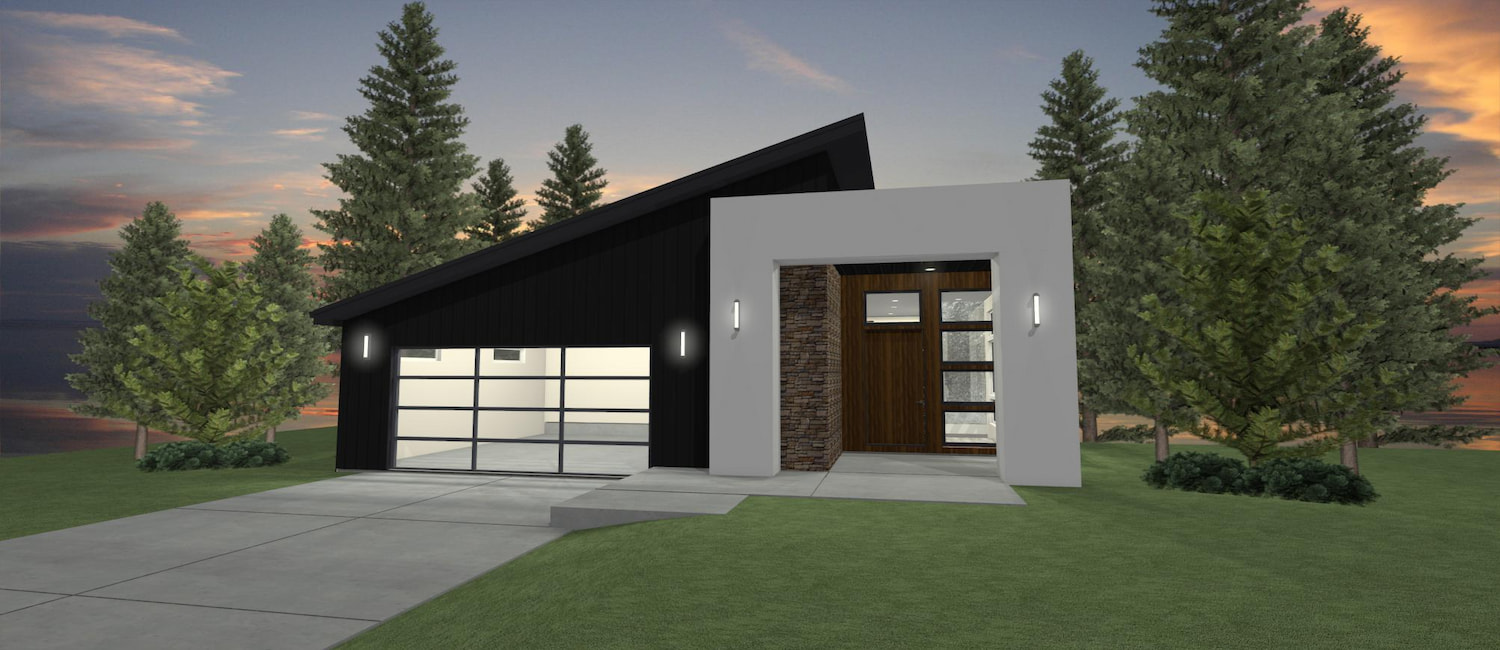 Elevation 3D rendering of a custom home from Design NW