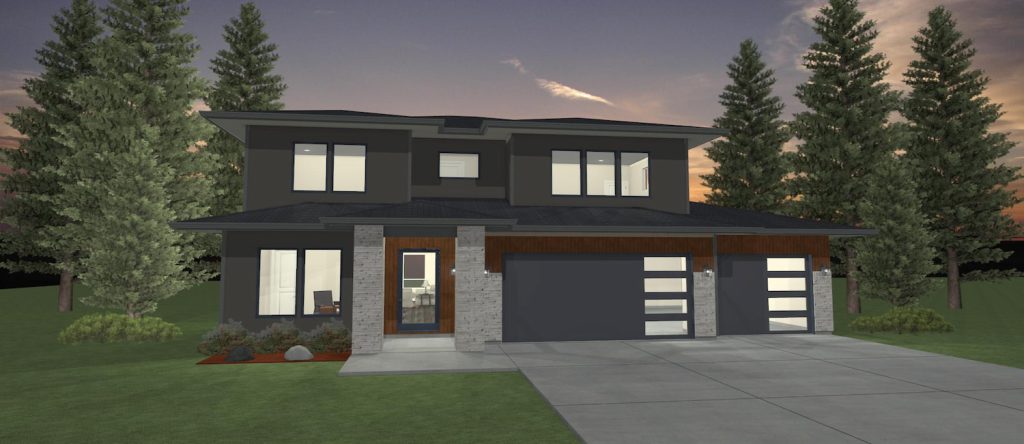 Elevation 3D rendering of a custom home from Design NW