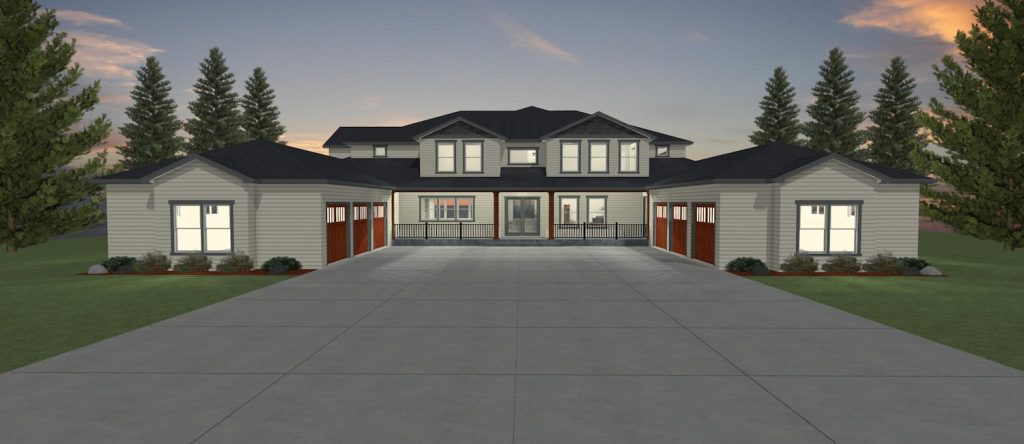 Elevation 3D rendering of a custom home from Design NW