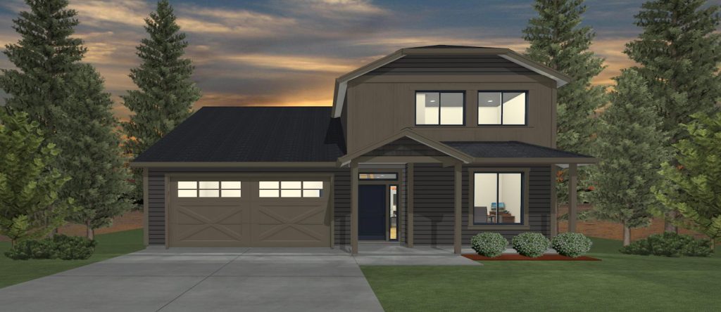 Elevation 3D rendering of a custom home from Design NW