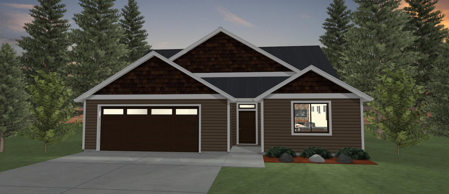 Elevation 3D rendering of a custom home from Design NW