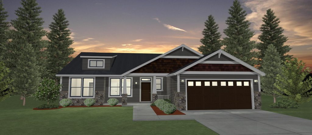 Elevation 3D rendering of a custom home from Design NW