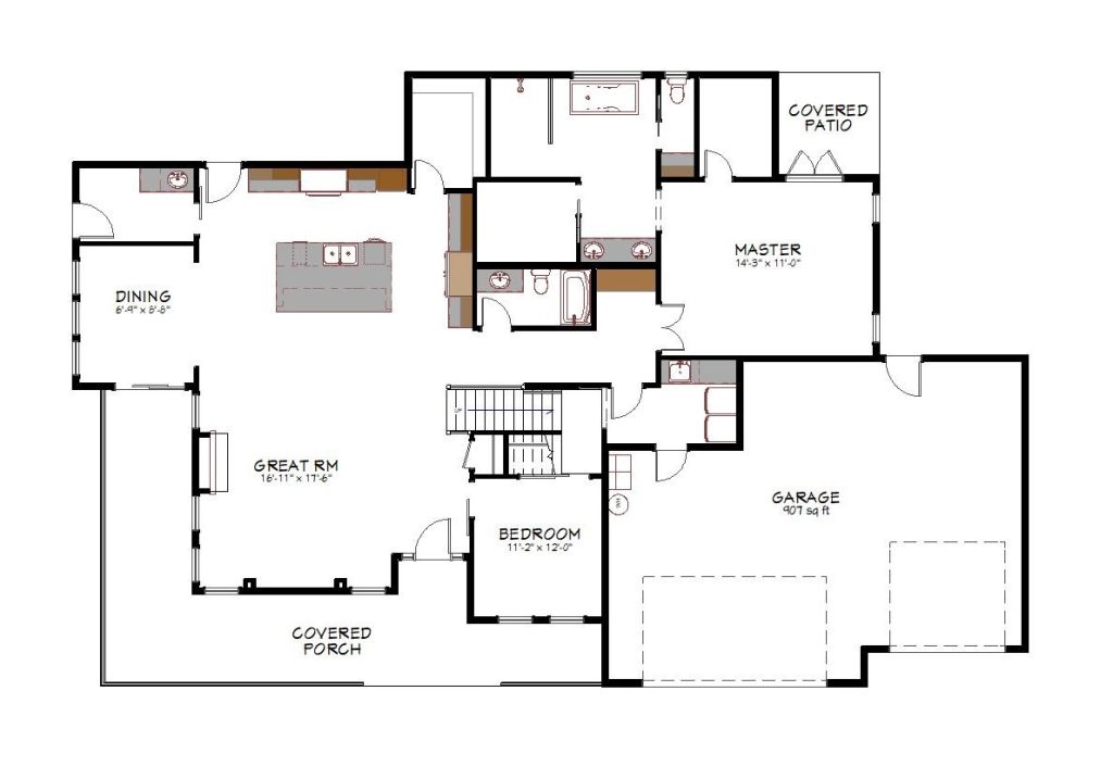 1st floor plan view of a custom home from Design NW