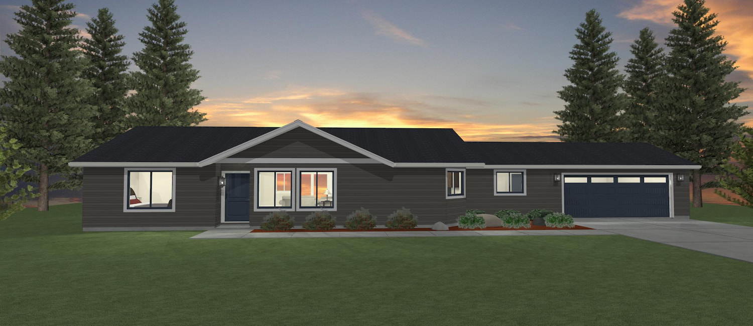 Elevation 3D rendering of a custom home from Design NW