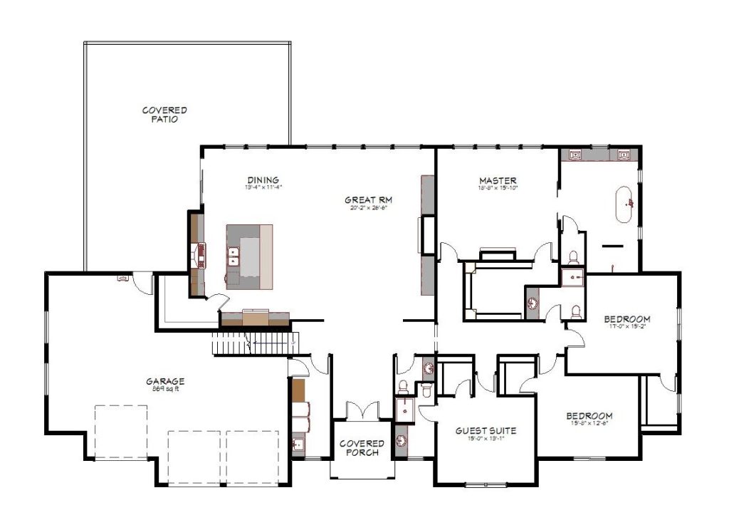 1st floor plan view of a custom home from Design NW