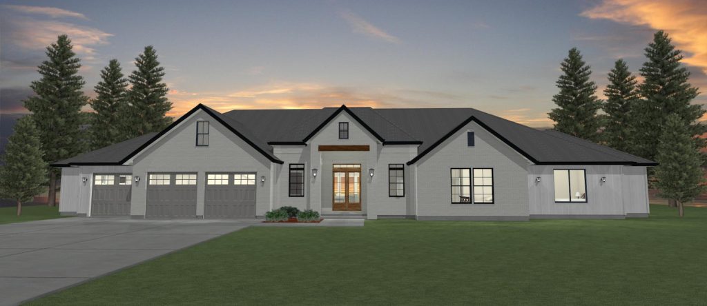 Elevation 3D rendering of a custom home from Design NW