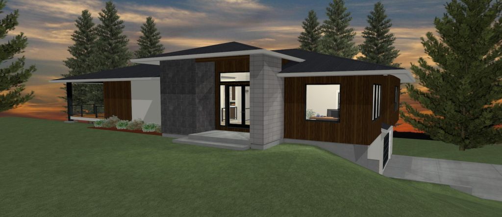 Elevation 3D rendering of a custom home from Design NW