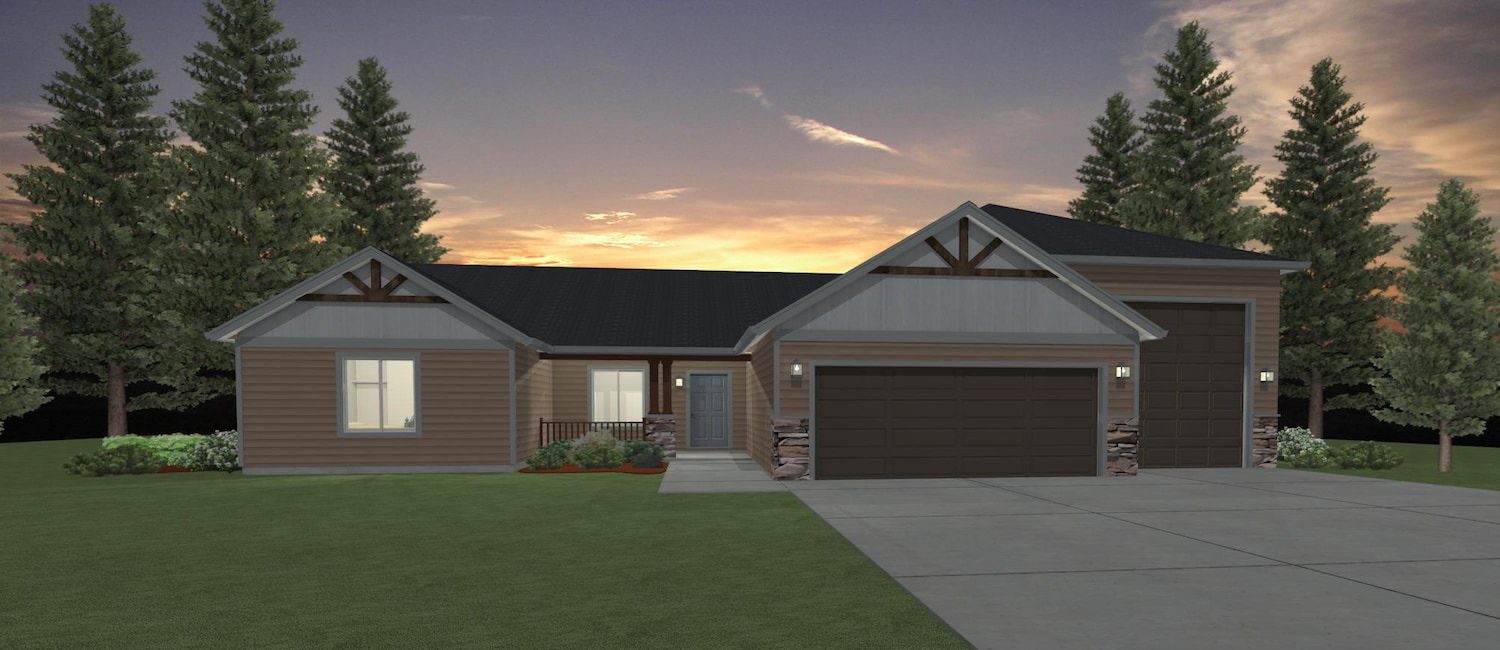 Elevation 3D rendering of a custom home from Design NW