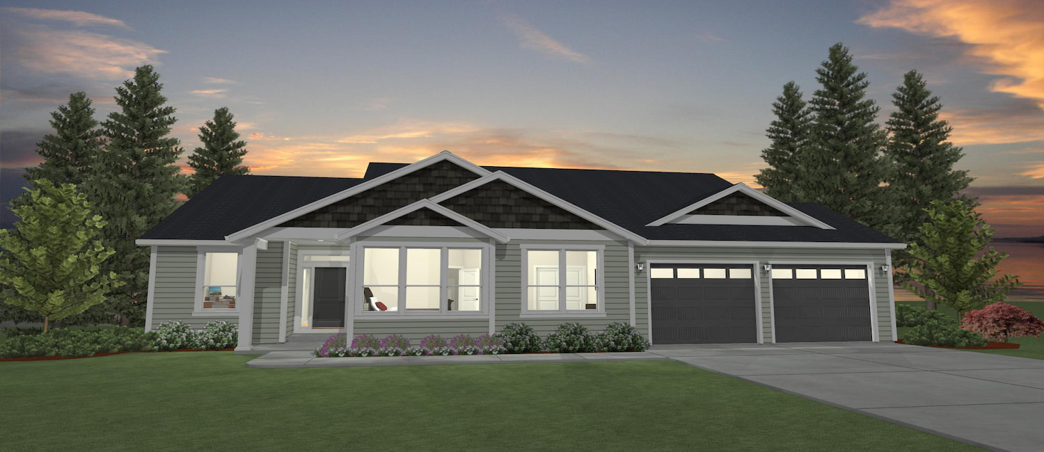 Elevation 3D rendering of a custom home from Design NW