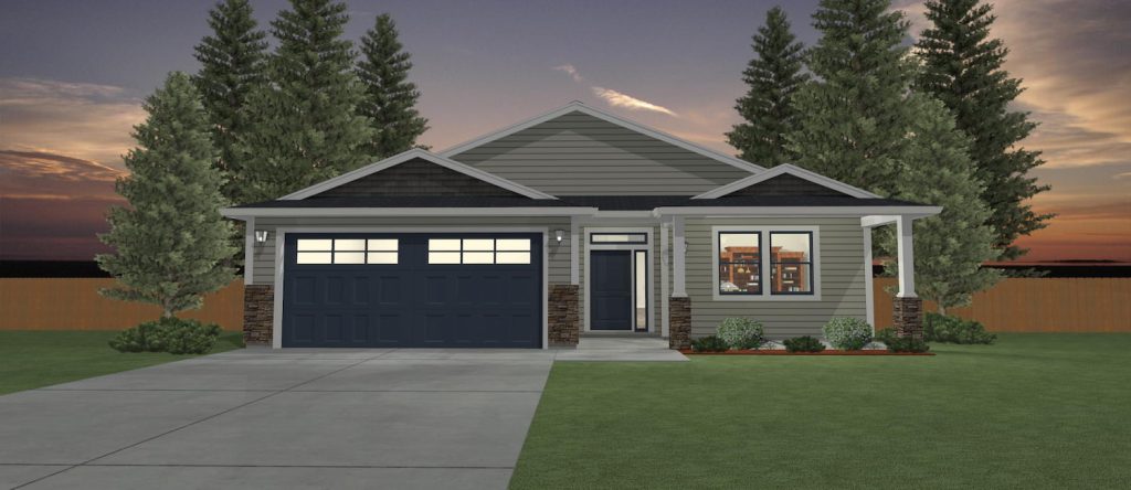 Elevation 3D rendering of a custom home from Design NW