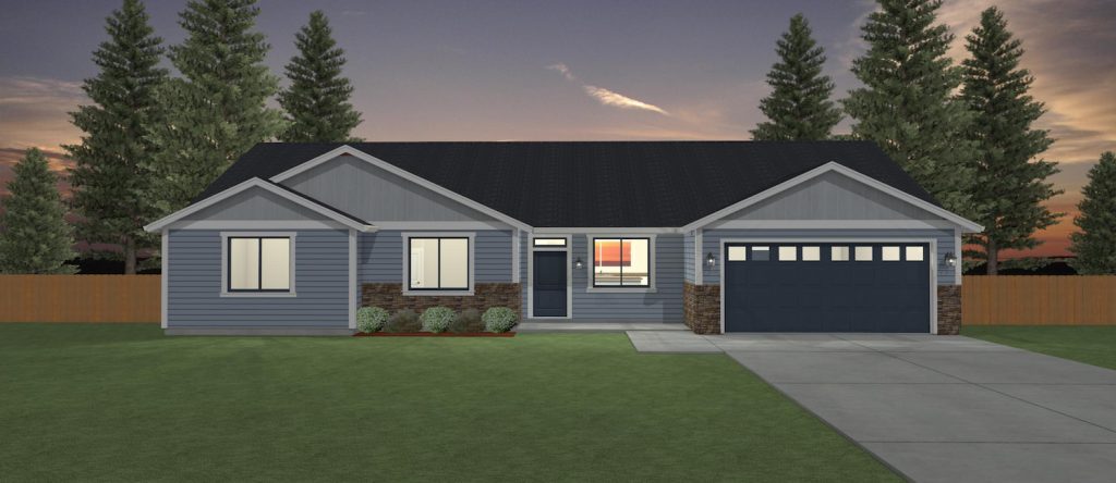 Elevation 3D rendering of a custom home from Design NW