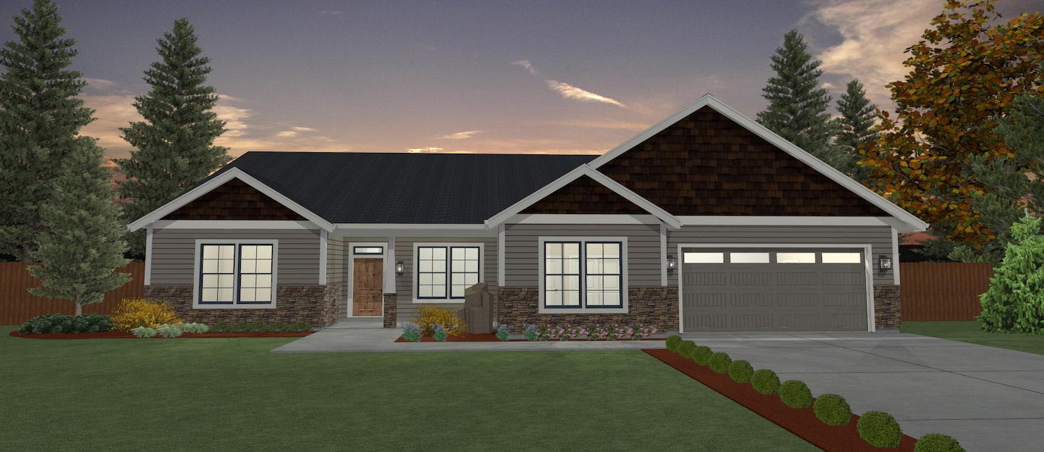 Elevation 3D rendering of a custom home from Design NW