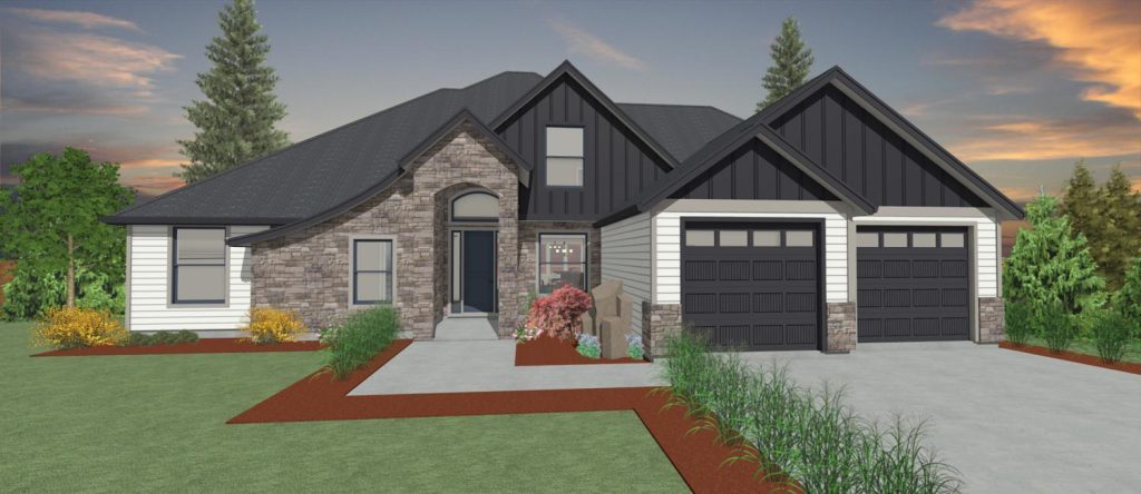 Rendering of the elevation of a traditional 3291sf home by Design NW
