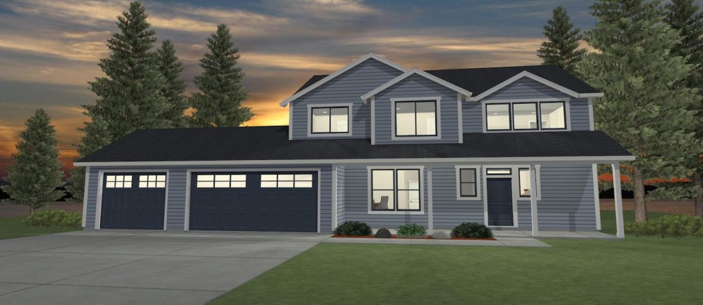 Elevation 3D rendering of a custom home from Design NW