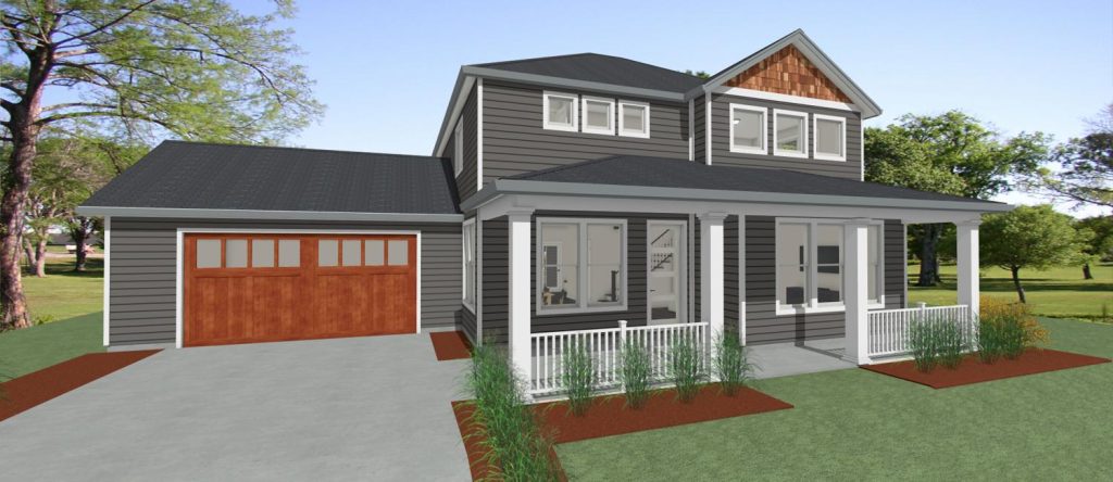 Rendering of the exterior of a custom 2203 sqft Traditional style home from Design NW