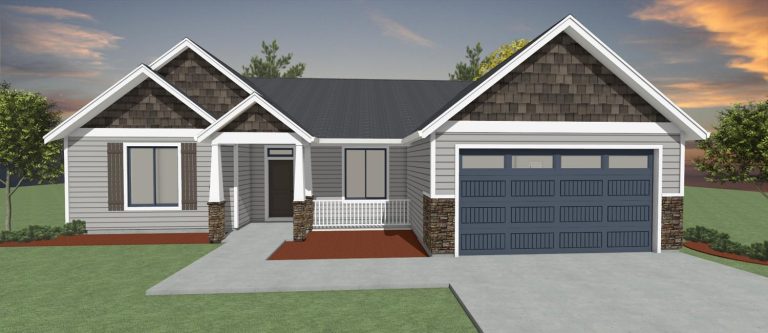 Rendering of the exterior of a custom Traditional style home from Design NW