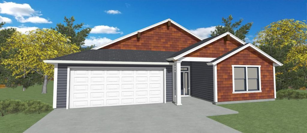 Rendering of the exterior of a custom Traditional style home from Design NW