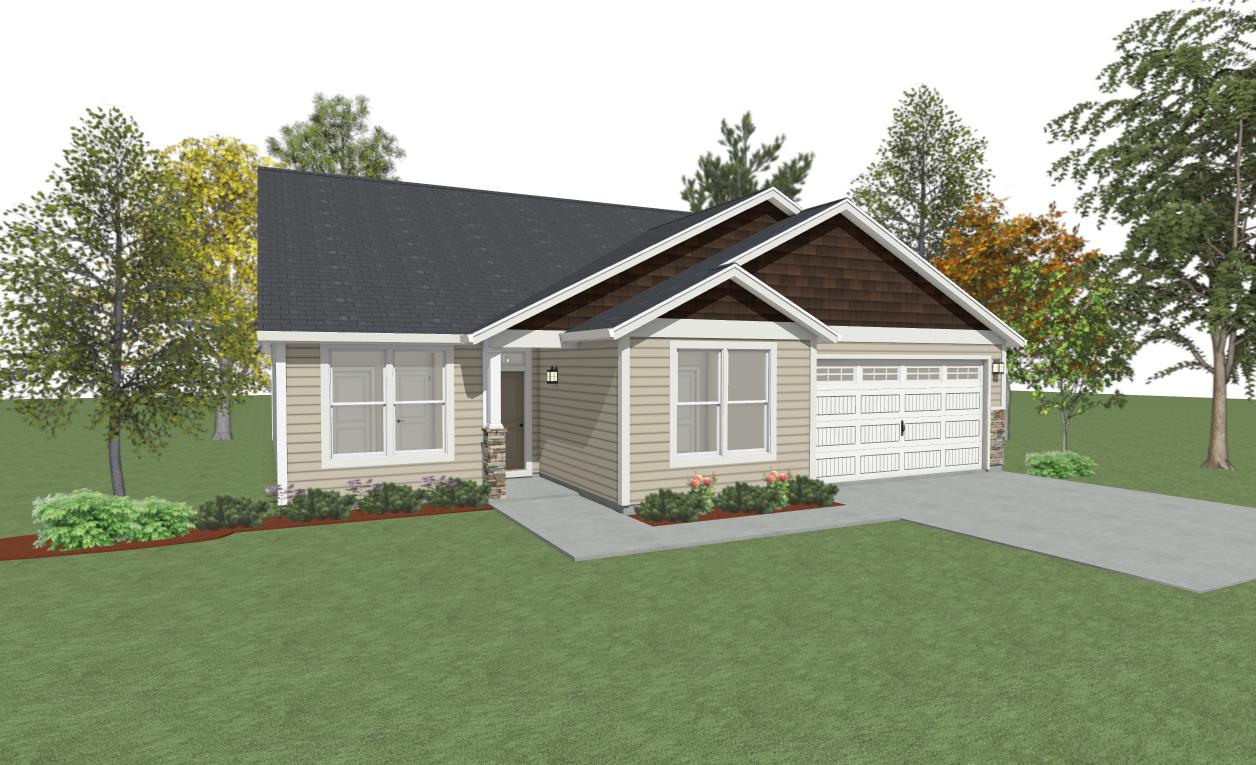 Rendering of the exterior of a custom Traditional style home from Design NW