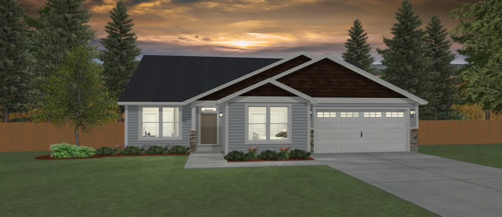 Elevation 3D rendering of a custom home from Design NW