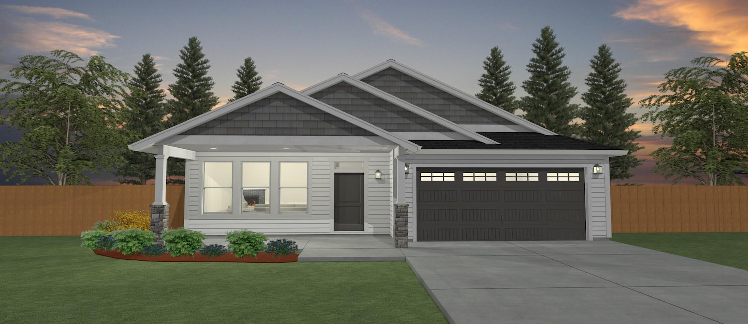 Elevation 3D rendering of a custom home from Design NW