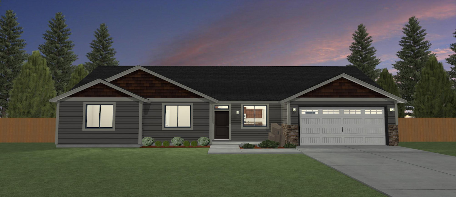 Elevation 3D rendering of a custom home from Design NW