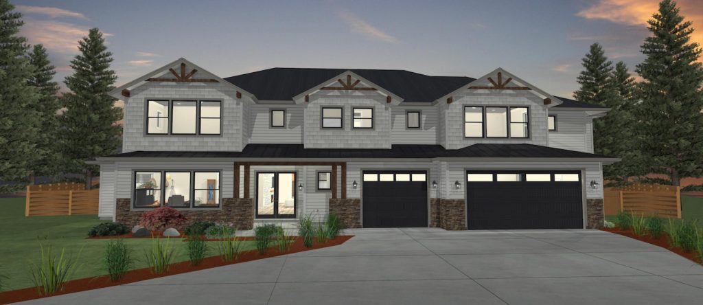 Elevation 3D rendering of a custom home from Design NW