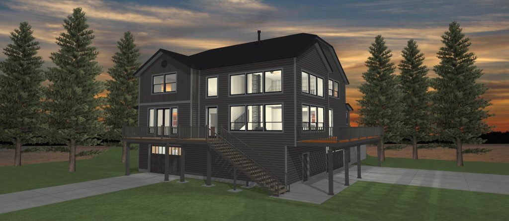 Elevation 3D rendering of a custom home from Design NW