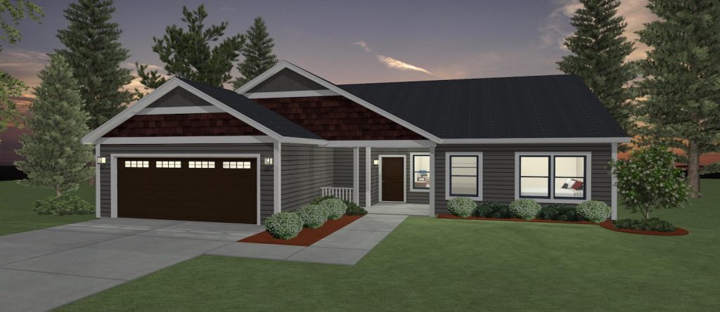 Elevation 3D rendering of a custom home from Design NW