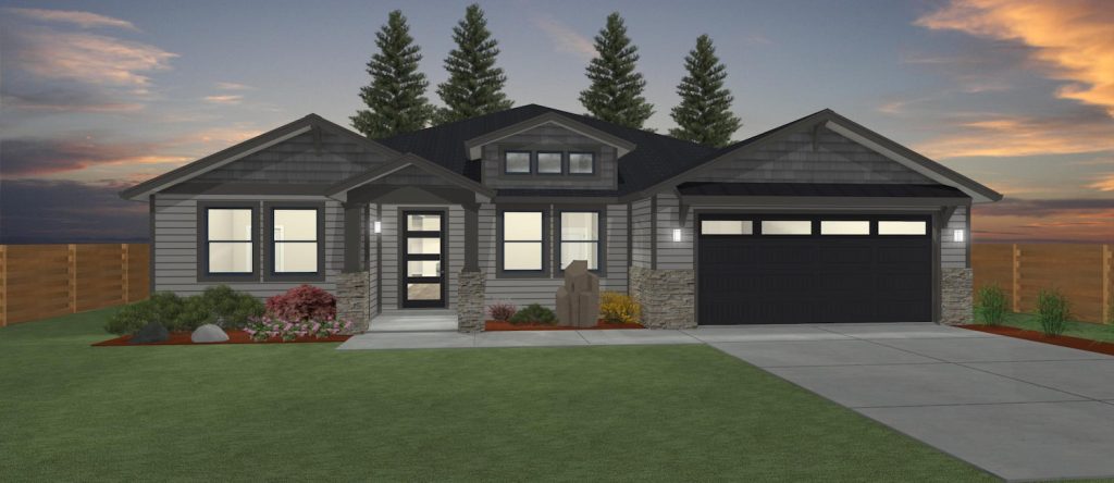 Elevation 3D rendering of a custom home from Design NW