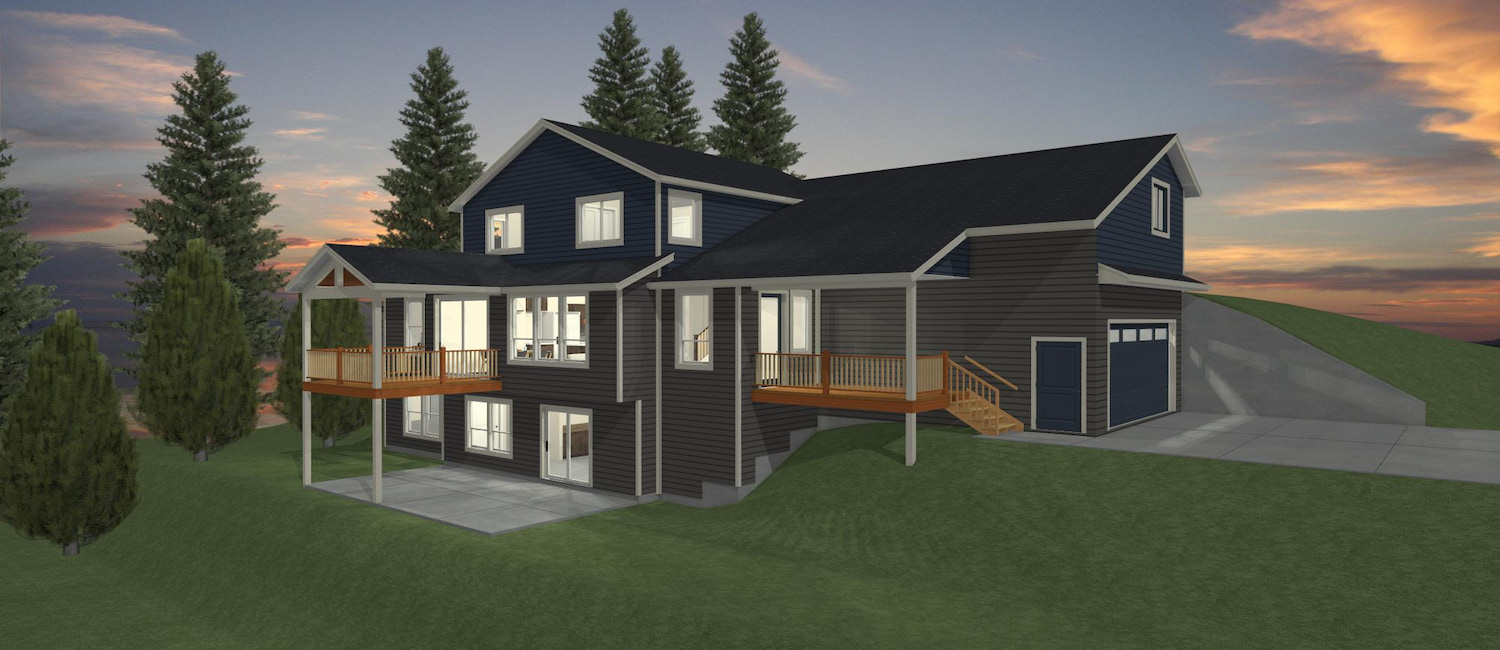 Elevation 3D rendering of a custom home from Design NW