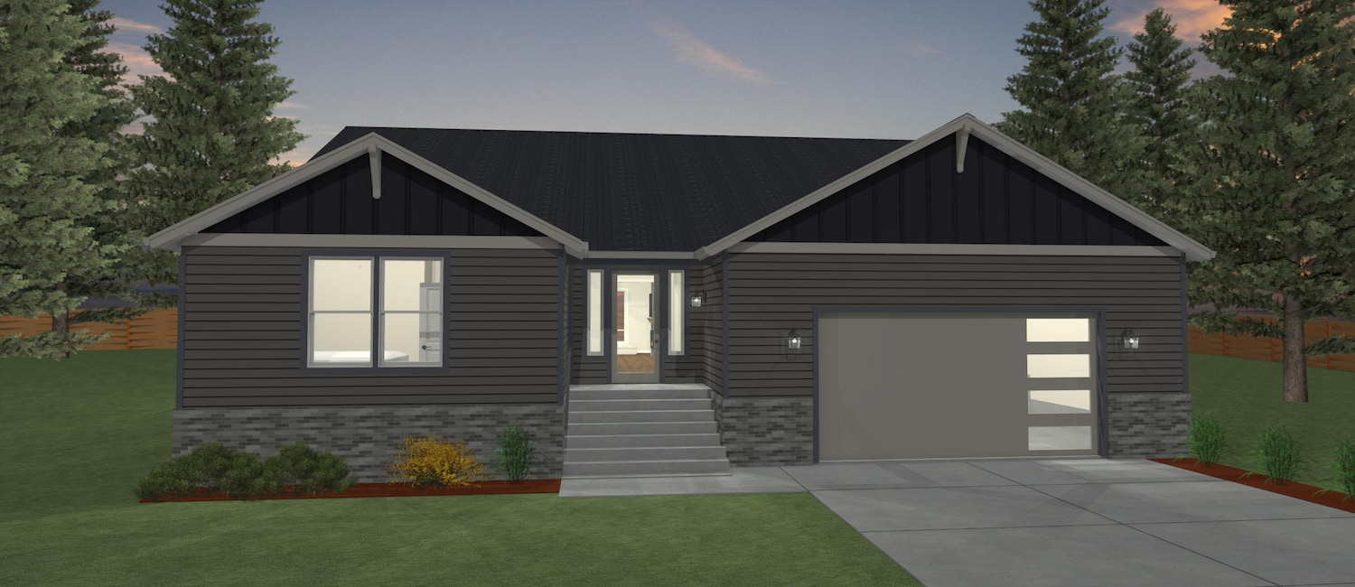 Elevation 3D rendering of a custom home from Design NW