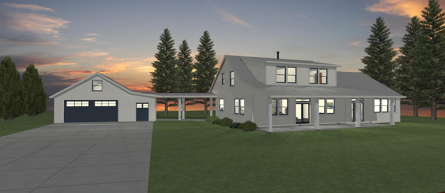 Elevation 3D rendering of a custom home from Design NW